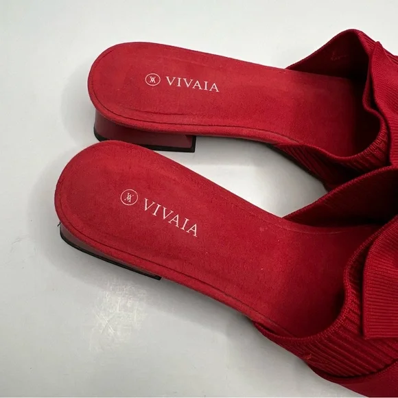 Vivaia Yaffa Ruby Red Pointed Toe Knot Mule Sandals Size EU 40, US 9 - Picture 6 of 15